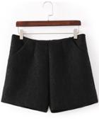 Romwe Vintage Lace Straight Black Shorts
