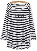 Romwe Black White Striped Love Print Dip Hem T-shirt