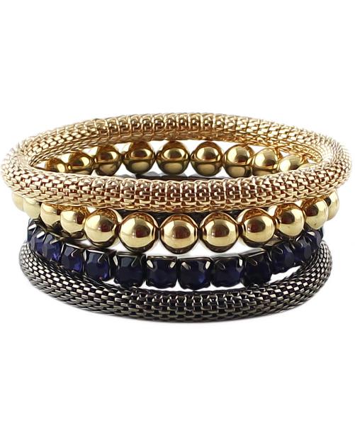 Romwe Gold Multilayers Bead Bracelet