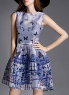Romwe Butterfly Print Organza Tank Dress