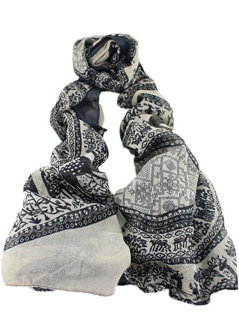 Romwe Apricot Vintage Deer Print Scarves