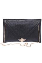 Romwe Foldover Flap Bag--black