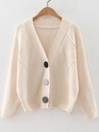 Romwe Beige Raglan Sleeve Button Up Sweater Coat