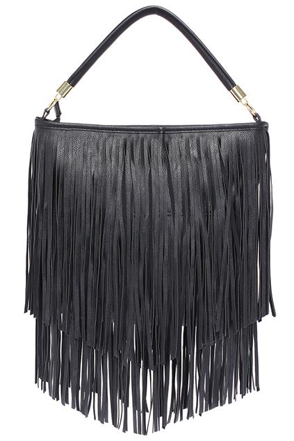 Romwe Tasseled Black Bag