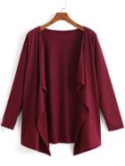 Romwe Long Sleeve Loose Wine Red Coat