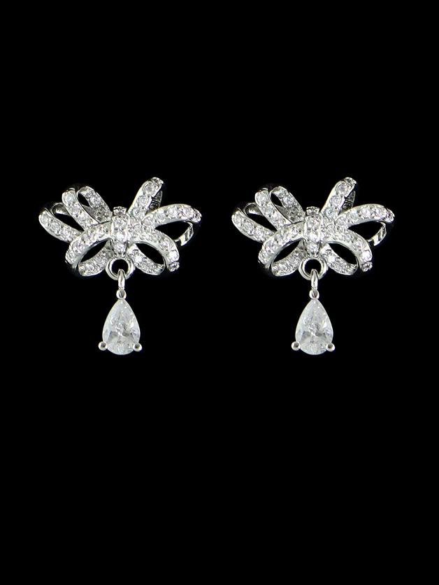 Romwe Rhinestone Bowknot Earrings Brand Wedding Earrings