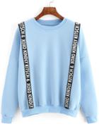 Romwe Dropped Shoulder Seam Sweatshirt With Letter Print Strap