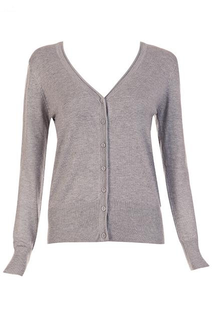 Romwe V Neck Sheer Grey Cardigan