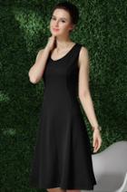 Romwe V Neck Sleeveless With Zipper Black Dress