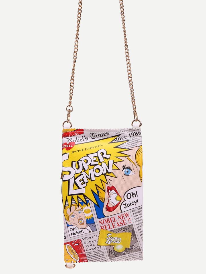 Romwe Yellow Candy Bag With Chain
