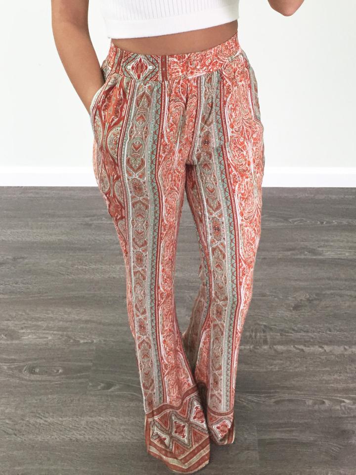 Romwe High Waist Printed Wide Leg Pant