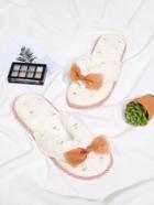 Romwe Lace Bow Decorated Flat Slippers