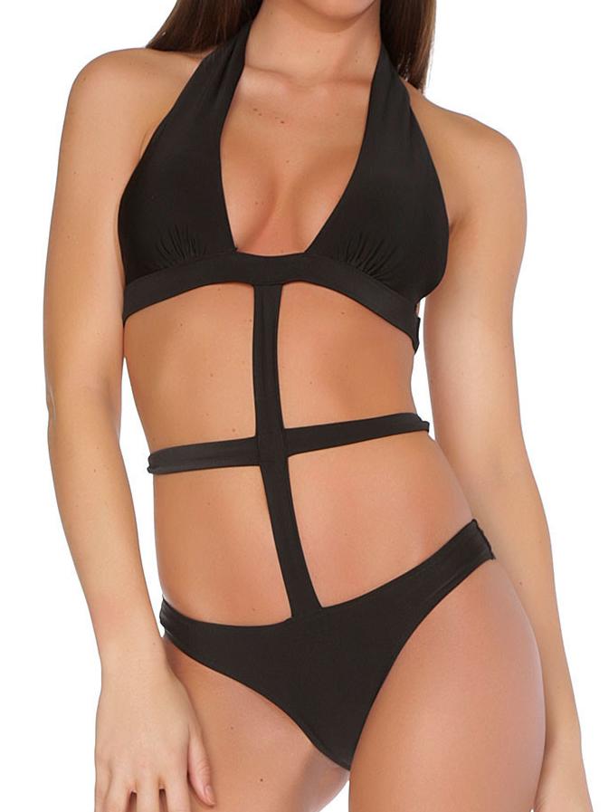 Romwe Halter One Piece Sexy Swimwear