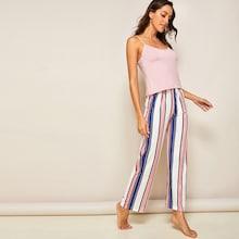 Romwe Cami Top & Striped Pants Pj Set