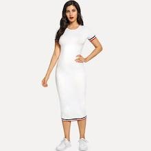 Romwe Striped Trim Pencil Dress