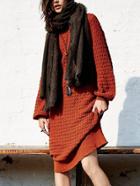Romwe Round Neck Loose Red Sweater Dress