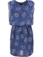 Romwe Star Print Elastic Waist Blue Dress