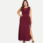 Romwe Plus Contrast Mesh Split Hem Dress