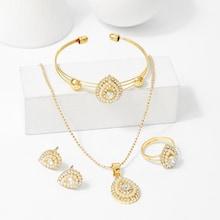 Romwe Pear Shaped Earrings & Bracelet & Necklace & Ring