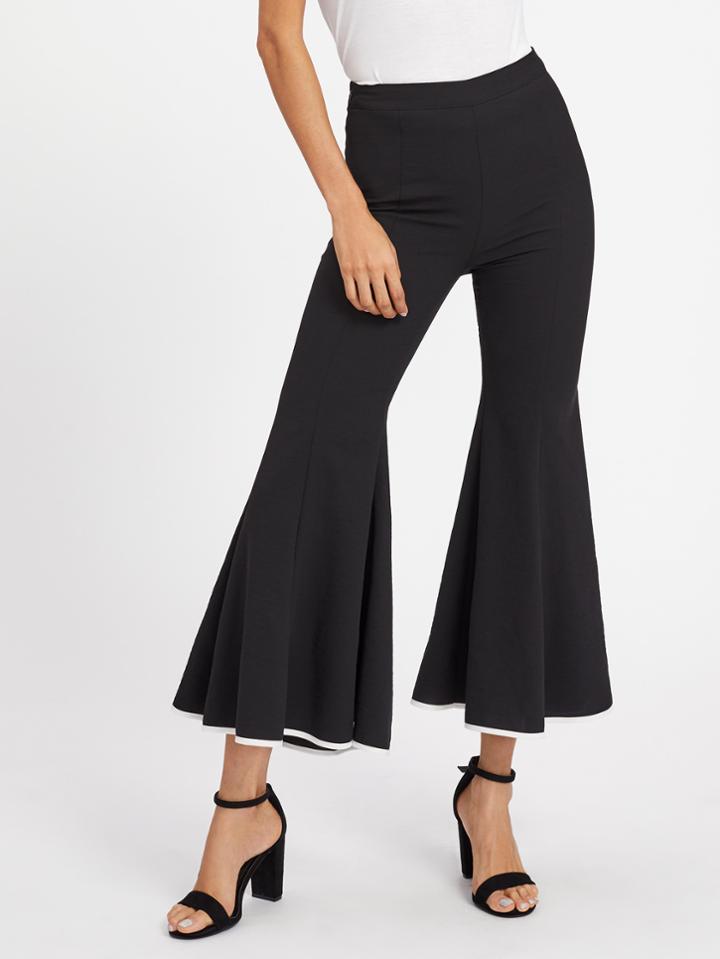 Romwe Contrast Binding Super Flare Pants