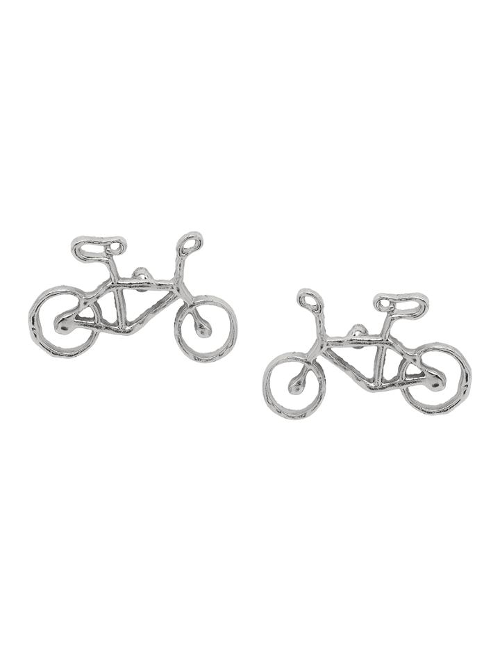 Romwe Silver Bike Shaped Ear Studs