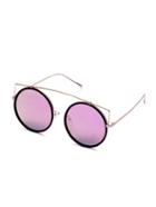 Romwe Gold Frame Purple Lens Round Sunglasses