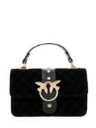 Romwe Faux Pearl Metal Decorated Quilted Suede Shoulder Bag