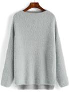 Romwe Dip Hem Split Side Grey Sweater