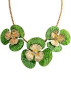 Romwe Flowers Pendant Chain Necklace