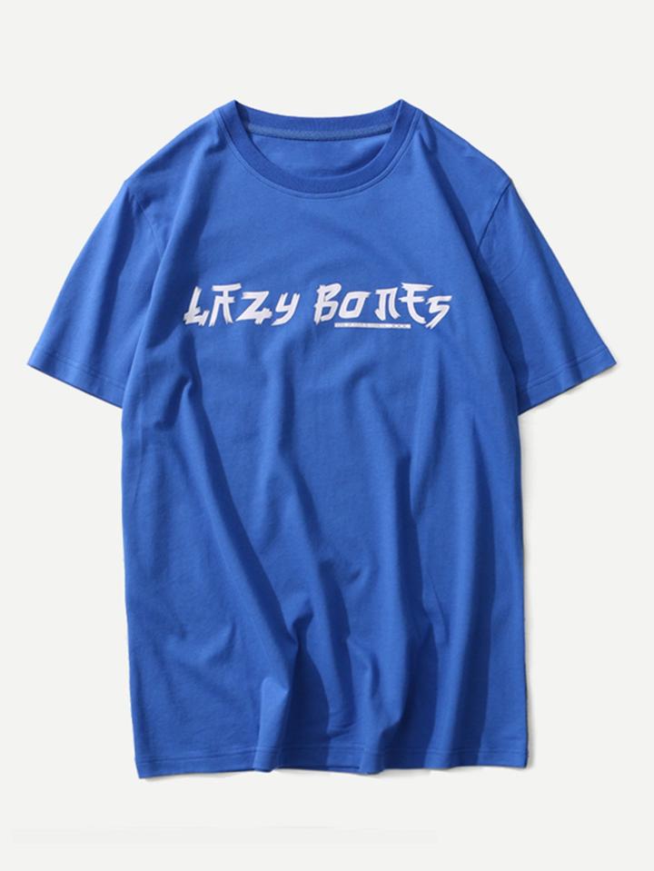 Romwe Men Slogan Print Tee