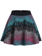 Romwe Women Printed Flare Zipper Skirt Shorts