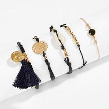 Romwe Shell & Tassel Bracelet Set 5pcs