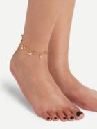 Romwe Gold Bow And Bell Charm Anklet