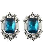 Romwe Blue White Gemstone Stud Earrings