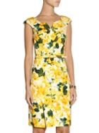 Romwe Yellow Cap Sleeve Drawstring Print Dress