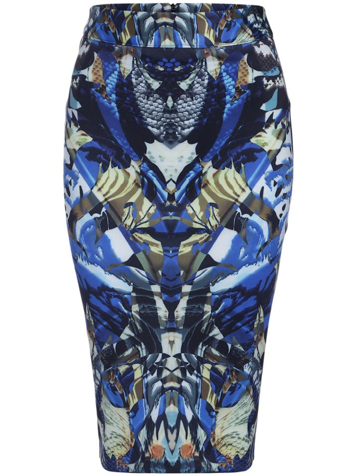 Romwe Abstract Print Bodycon Skirt