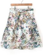 Romwe Multicolor High Waist Floral Skirt