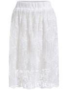 Romwe Elastic Waist Lace Embroidered Skirt