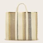 Romwe Color Block Woven Tote Bag