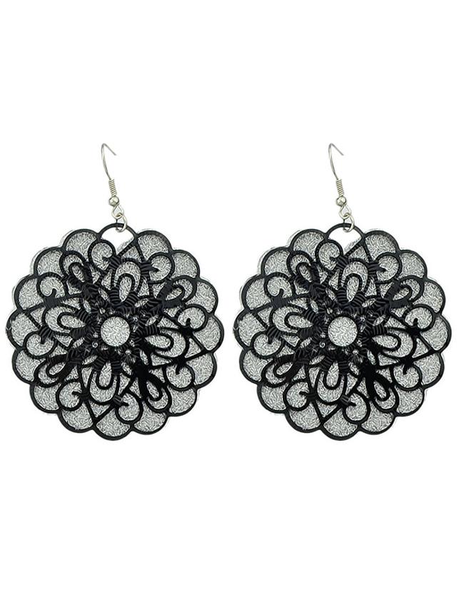 Romwe Mixed Color Flower Shaped Women Big Earrings