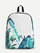 Romwe Tropical Print Pocket Front Backpack