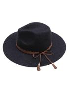 Romwe Black Wide Brim Hat With Contrast Trim