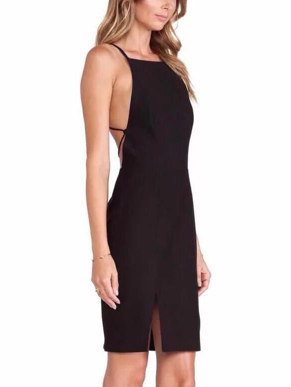 Romwe Square Neck Caged Back Sheath Dress
