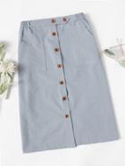 Romwe Button Front Skirt