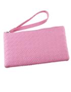 Romwe Pink Pu Leather Clutch