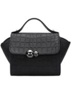 Romwe Black Magnetic Stone Texture Tote Bag