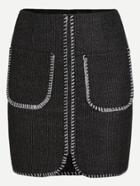 Romwe Grey Pockets Split Bodycon Skirt