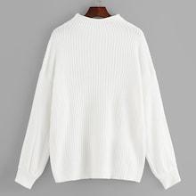 Romwe Plus Solid Drop Shoulder Jumper