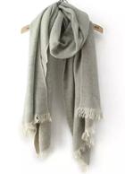 Romwe Solid-colored Fringe Scarf-grey