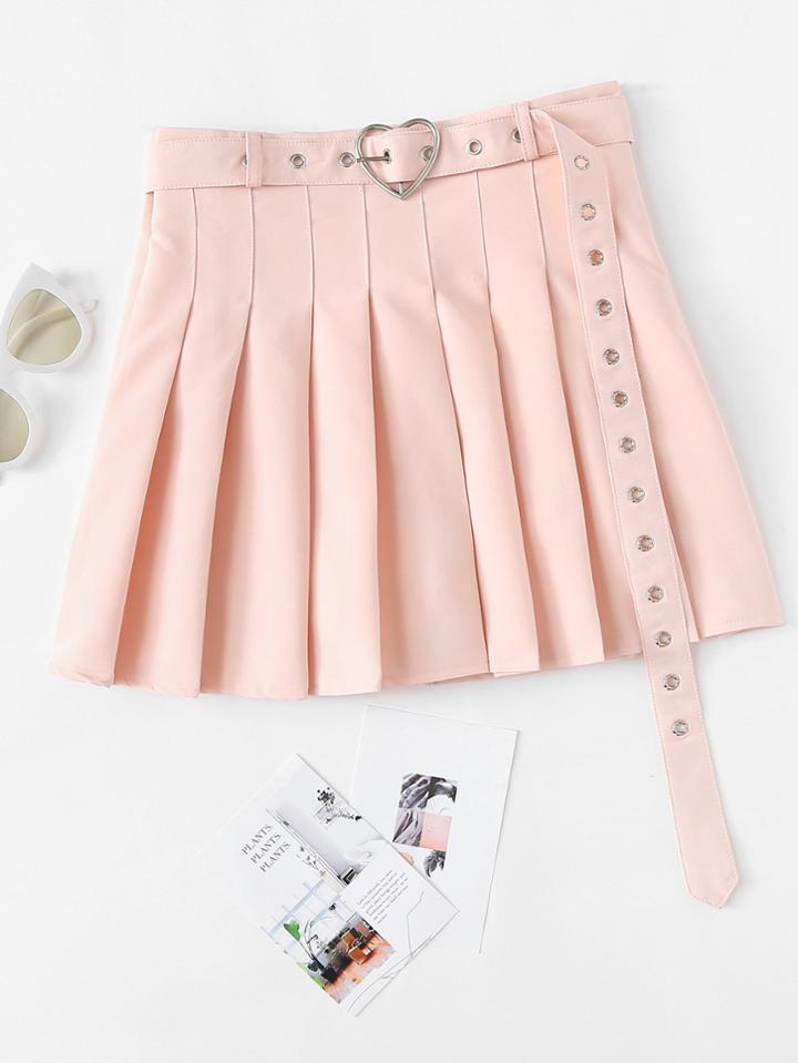 Romwe Self Tie Waist Box Pleated Skirt